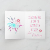 Mason jar bloem vlinder kus schattig roze lippen kaart (Binnen)