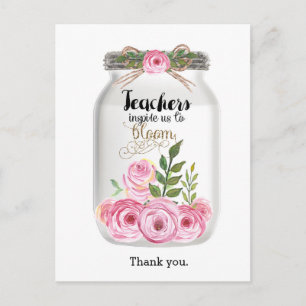 Mason Jar Bloemen Bedankt Leraar Briefkaart