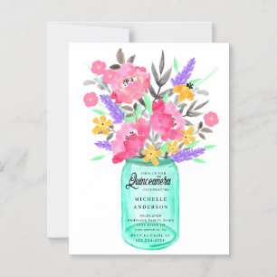 Mason Jar Bloemen Boeket Quinceanera Magnetische K Magnetische Uitnodiging