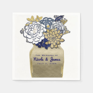Mason Jar Bloemen Landelijke Blauwe Gouden Bloemst Servetten