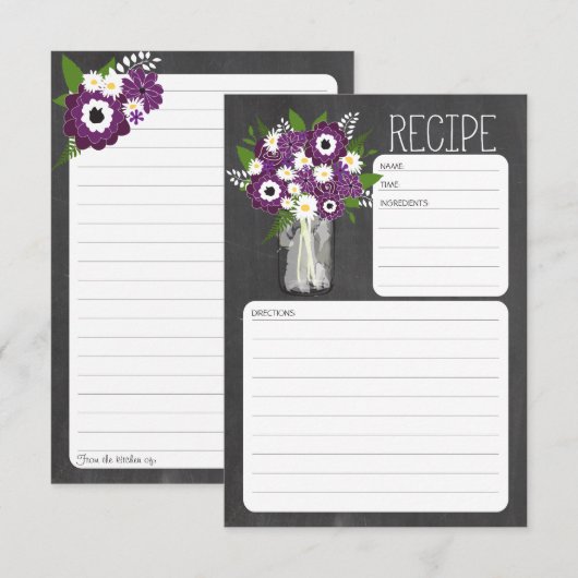 Mason Jar Bloemen Receptkaart (Voorkant / Achterkant)