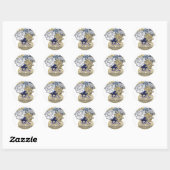 Mason Jar Bloemen Rustiek Blauw Goud Bloemen Favor Ronde Sticker (Vel)