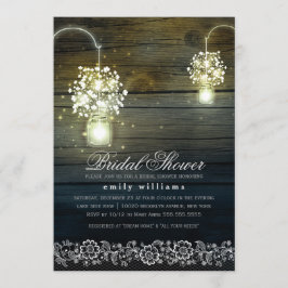 Mason Jar bloemen rustieke bruids douche uitnodigi Kaart