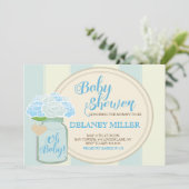 Mason Jar Blue Baby Shower-uitnodigingen Kaart (Staand voorkant)