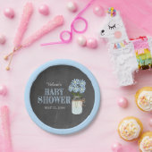 Mason Jar Blue Flowers Chalkboard Baby shower Papieren Bordje (Feest)