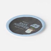 Mason Jar Blue Flowers Chalkboard Baby shower Papieren Bordje (Gekanteld)