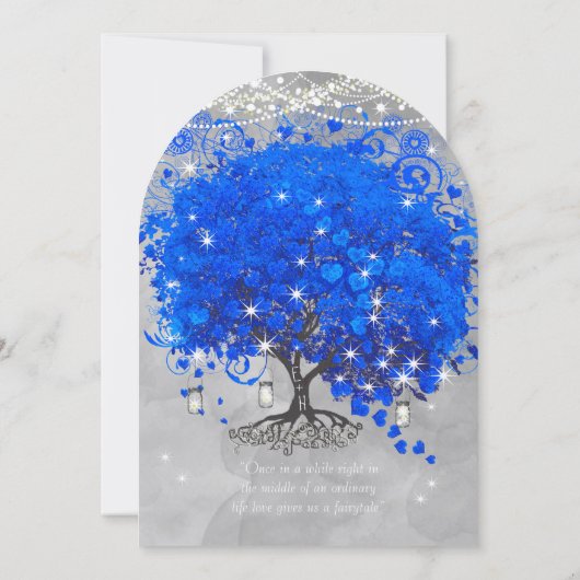 Mason Jar Blue Heart Leaf Tree Grey Waterverf Kaart (Achterkant)