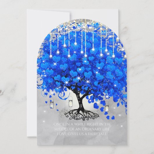 Mason Jar Blue Heart Leaf Tree Grey Waterverf Kaart (Achterkant)