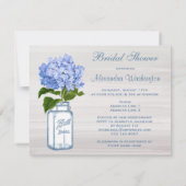 Mason Jar & Blue Hydrangea Grey Vrijgezellenfeest Kaart (Achterkant)
