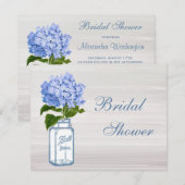 Mason Jar & Blue Hydrangea Grey Vrijgezellenfeest Kaart (Voorkant / Achterkant)