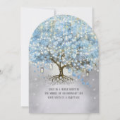 Mason Jar Blue Silver Heart Leaf Tree Fairight Lig Kaart (Achterkant)