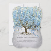 Mason Jar Blue Silver Heart Leaf Tree Fairight Lig Kaart (Achterkant)