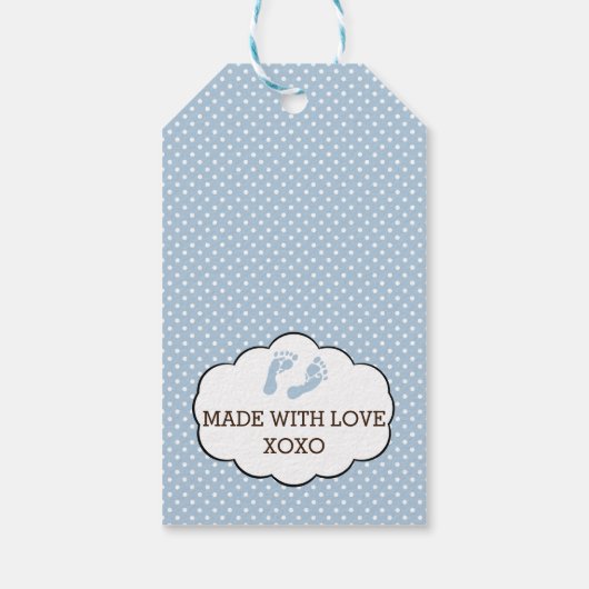 Mason Jar Blue Stripes Baby shower Dank je wel Cadeaulabel (Achterkant)