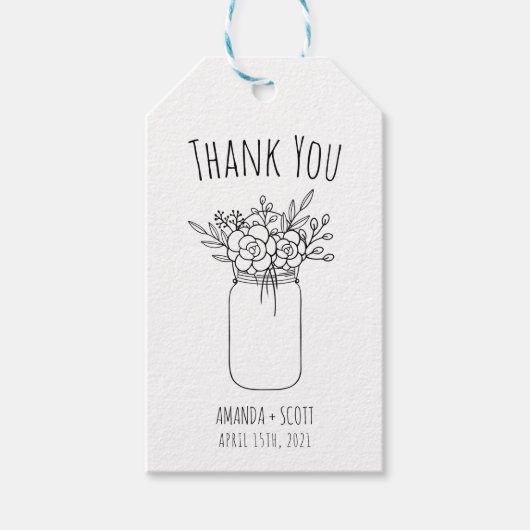 Mason Jar Bouquet bedankt je voor het Label Cadeaulabel (Voorkant)