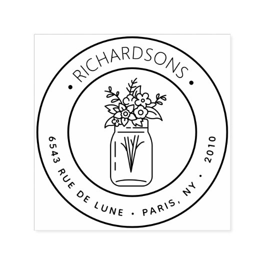 Mason Jar Bouquet Icon Retouradres Zelfinktende Stempel (Design)