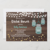 Mason Jar bridal doucheuitnodiging. Turkoois Kaart (Voorkant)