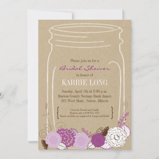 Mason Jar Bridal Shower Kaart (Voorkant)