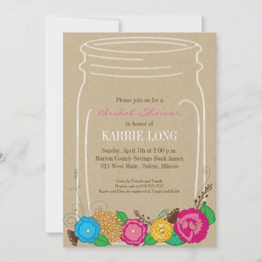 Mason Jar Bridal Shower Kaart (Voorkant)