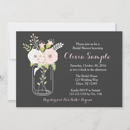 Mason Jar Bridal Shower Kaart (Voorkant)