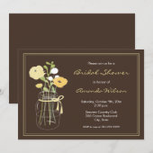 Mason Jar Brown en Yellow Vrijgezellenfeest Invite Kaart (Voorkant / Achterkant)