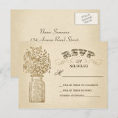 Mason Jar bruiloft RSVP briefkaarten (Voorkant / Achterkant)