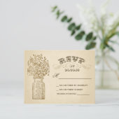 Mason Jar bruiloft RSVP briefkaarten (Staand voorkant)