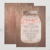 Mason Jar bruiloft uitnodigingen (Voorkant / Achterkant)