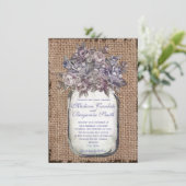 Mason Jar Burlap Rustic Wedding Uitnodiging (Staand voorkant)