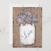 Mason Jar Burlap Rustic Wedding Uitnodiging (Achterkant)