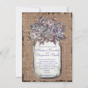  Mason Jar Burlap Rustic Wedding Uitnodiging