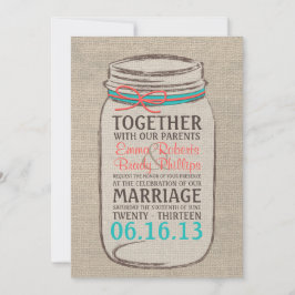 Mason Jar Burlap rustieke bruiloft uitnodiging