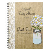 Mason Jar Burlap White Baby shower Guest Book Notitieboek (Voorkant)