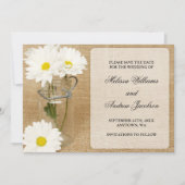 Mason Jar Burlap White Daisies Save the Date (Voorkant)