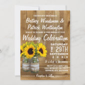 Mason Jar Burlap Zonnebloem Bruiloft Uitnodigingen (Voorkant)