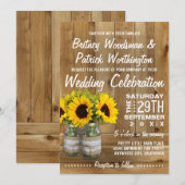 Mason Jar Burlap Zonnebloem Bruiloft Uitnodigingen (Voorkant / Achterkant)