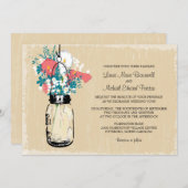  Mason Jar Calla Lily Wildflowers WeddinG Kaart (Voorkant / Achterkant)