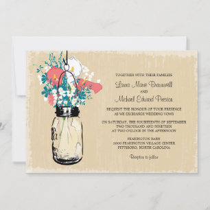 Mason Jar Calla Lily Wildflowers WeddinG Kaart