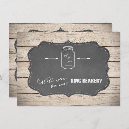 Mason Jar Chalboard zal je onze ringdrager zijn? (Voorkant / Achterkant)