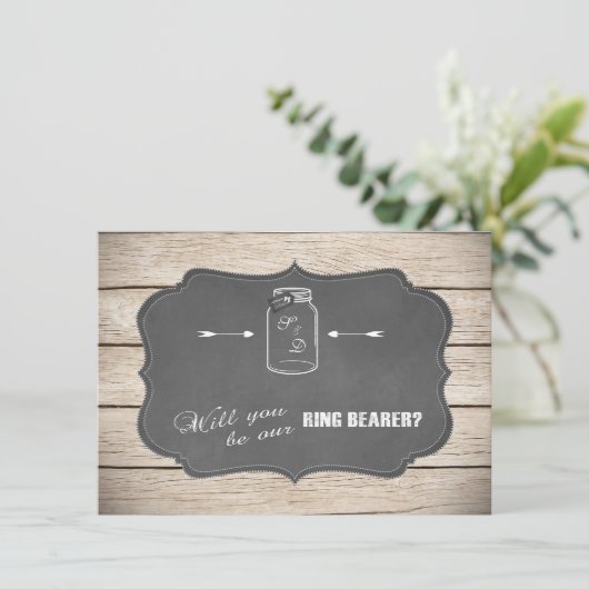 Mason Jar Chalboard zal je onze ringdrager zijn? (Staand voorkant)