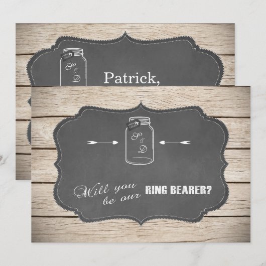 Mason Jar Chalboard zal je onze ringdrager zijn? Kaart (Voorkant / Achterkant)