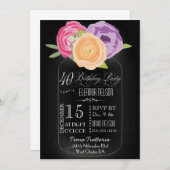 Mason Jar Chalkboard 40th Birthday Invitation Kaart (Voorkant / Achterkant)