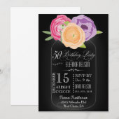 Mason Jar Chalkboard 50th Birthday Invitation Kaart (Voorkant / Achterkant)