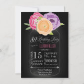 Mason Jar Chalkboard 80th Birthday Invitation Kaart (Voorkant)