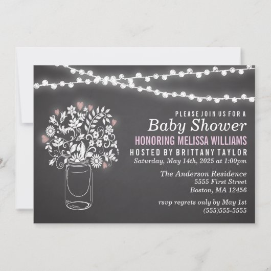 Mason Jar Chalkboard Baby shower Invitation Kaart (Voorkant)