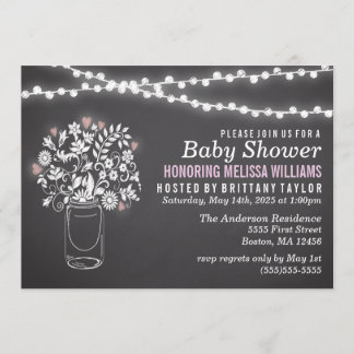 Mason Jar Chalkboard Baby shower Invitation Kaart