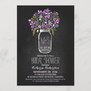 mason jar chalkboard bridal doucheuitnodiging kaart