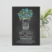 Mason Jar Chalkboard Bruids Douche Uitnodiging (Staand voorkant)