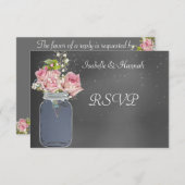 Mason Jar, Chalkboard, Lesbische bruiloft RSVP Kaa (Voorkant / Achterkant)