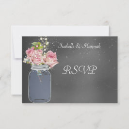 Mason Jar, Chalkboard, Lesbische bruiloft RSVP Kaa