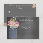 Mason Jar, Chalkboard, Lesbische bruiloft RSVP Kaa Kaartje (Voorkant / Achterkant)